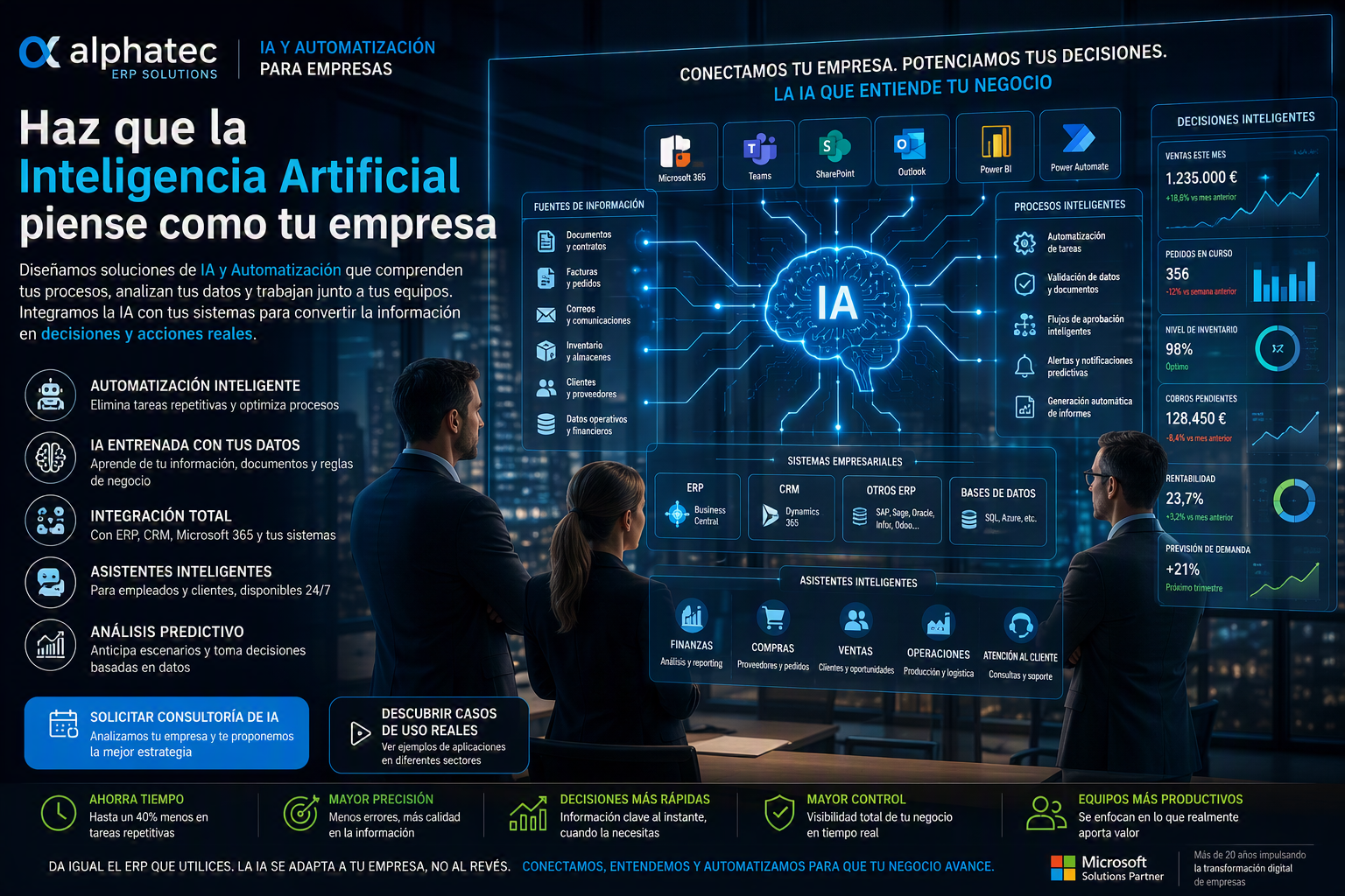 IA empresarial entrenada para conectar procesos datos ERP CRM y automatización en una empresa